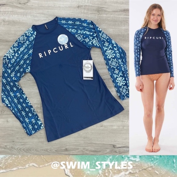 ☀️RIP CURL☀️ TROPIC SHACK RELAXED LONG SLEEVE RASH GUARD - Picture 1 of 11
